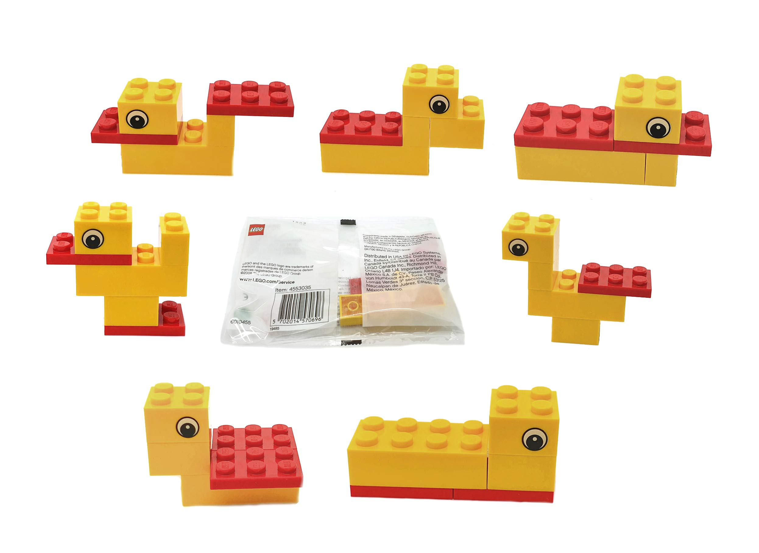 The same six-brick brief, built several different ways